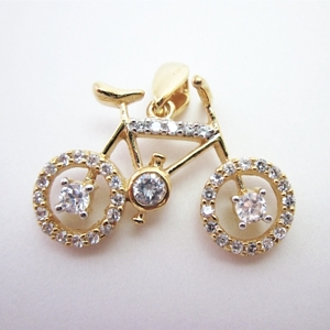 Gold-plated Sterling Bicycle with Cubic Zirconias